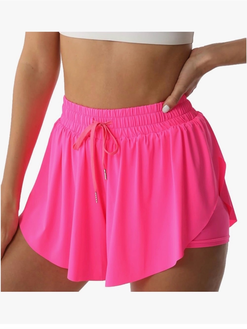 Women’s Neon Pink Athletic Shorts with Drawstring